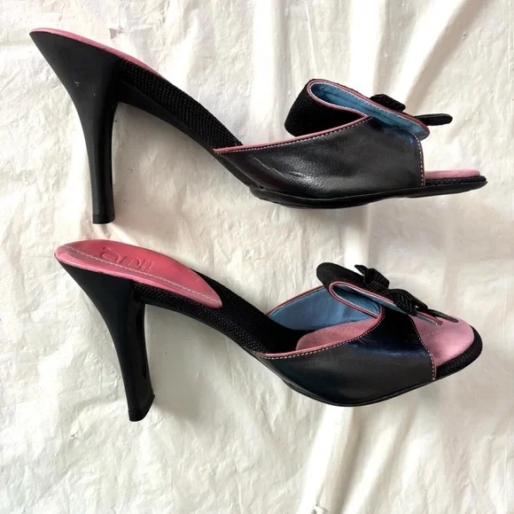 Cole Haan Rare G Series Bows Nike lab Black Pink Heeled Slip Ons SZ 9.5 B NWOT - Picture 4 of 14